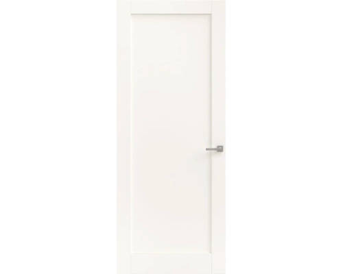 Witte binnendeur met een glad oppervlak en een geïntegreerde metalen deurkruk.