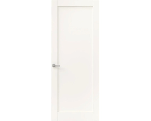 Witte binnendeur met eenvoudig design en zilveren deurklink