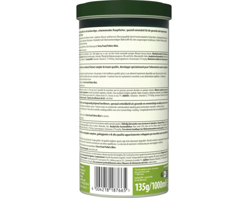 Tetra Pond Sticks Mini visvoer verpakking met productinformatie en voederinstructies voor vijvervissen.