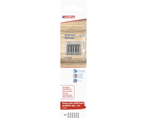Edding 8881 reservevullingen set 6 stuks grafietvulling diameter 2,8 millimeter voor Edding 8880 diepgatmarker