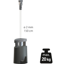 Artiteq schilderijophangkoord met glider en haak 150 centimeter lengte 2 millimeter diameter en maximaal 20 kilogram draagvermogen