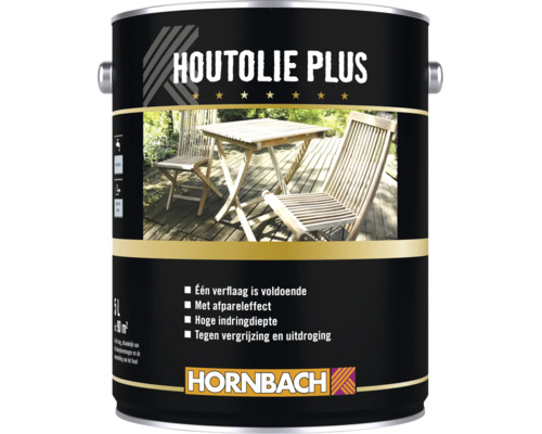 Blik Houtolie Plus voor het onderhoud van houten tuinmeubelen voor een natuurlijke uitstraling Hornbach Logo