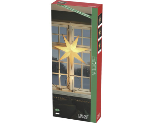 Konstsmide kerstster voor binnengebruik, verlichte papieren ster als raamdecoratie in de verpakking