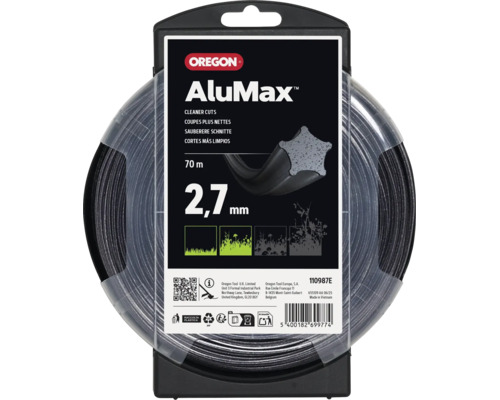 Oregon AluMax maaidraad voor grastrimmer, 2,7 millimeter diameter, 70 meter lengte, stervormig profiel voor nauwkeurig snijden.