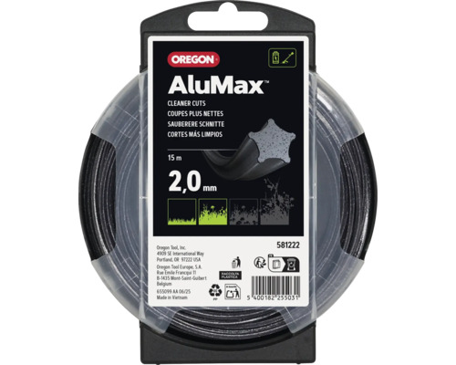 Oregon AluMax maaidraad voor grastrimmer, 2,0 millimeter diameter, 15 meter lengte, stervormig, geschikt voor gras en onkruid.