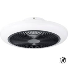 Ronde plafondventilator met geïntegreerde LED verlichting voor plafondmontage (Image AI modified or generated)