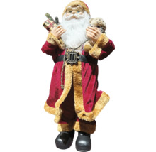 Kerstman decoratiefiguur met cadeau en teddybeer voor kerstversiering