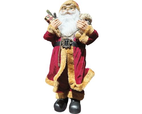 Kerstman decoratiefiguur met cadeau en teddybeer voor kerstversiering