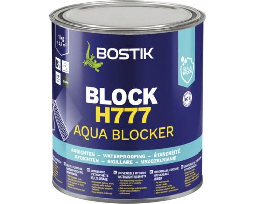 Bostik Block H777 Aqua Blocker afdichtingspasta, 1 kilogram verpakking voor universele afdichting van daken, muren en vochtige ruimtes.