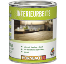 Blik Hornbach interieurbeits voor houten oppervlakken, waterbestendig en robuust, geschikt voor binnengebruik.