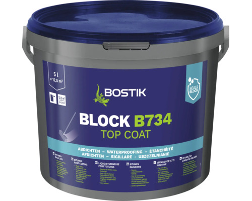 Bostik Block B734 bitumen dakvernis voor afdichting in een emmer van 5 liter