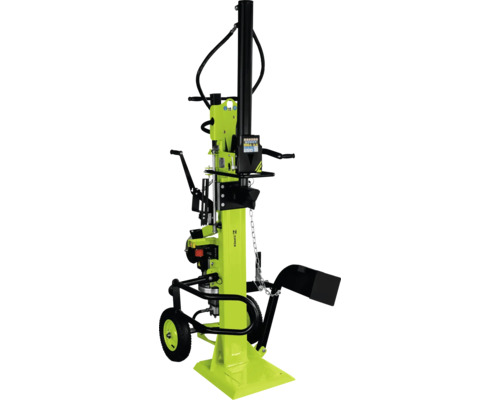 Zipper houtklover voor verticaal gebruik met hydraulisch systeem en wielen voor eenvoudig transport.