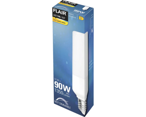Flair ledlamp T45 E27, 12 watt, komt overeen met 90 watt, 1350 lumen, 3000 kelvin warmwit, niet dimbaar, energie-efficiëntieklasse E