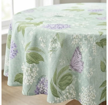 Rond tafelkleed met bloemen en vlinderpatroon voor op de eettafel