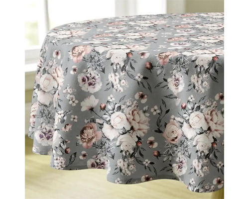 Rond tafelkleed met romantisch bloemenmotief en bloemenprint voor op de eettafel.