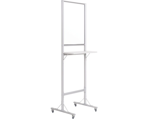 Mobiele scheidingswand met tafel en wielen voor flexibele ruimtes