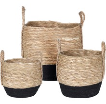 Set van drie zeegras manden met handvatten