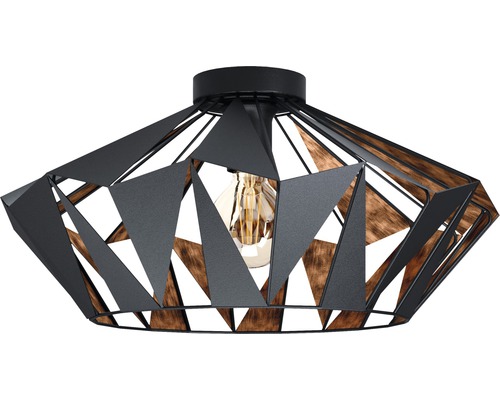 Plafondlamp met geometrisch ontwerp van metaal en hout