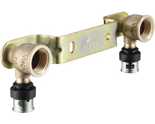 VIEGA SMARTPRESS Muurplaat dubbel 16 mm x 1/2" binnendraad 150 Viega koppeling met montagerail