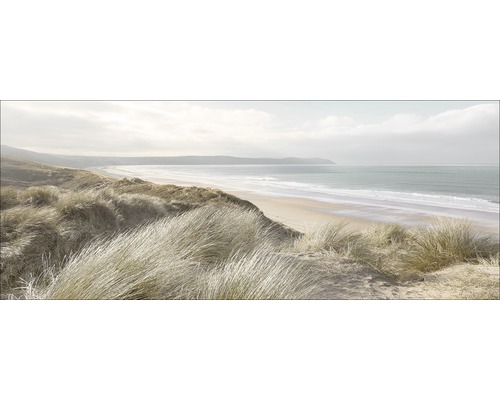 PURE LIVING Schilderij glas On The Coast I 50x125 cm Duinlandschap met strand en zee
