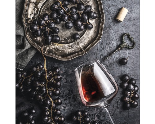 PURE LIVING Schilderij glas Wine And Grapes 30x30 cm