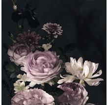 Stilleven met rozen, dahlia's en irisbloemen