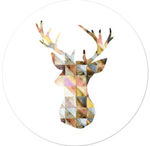 Hertenkop silhouet met geometrisch driehoekpatroon