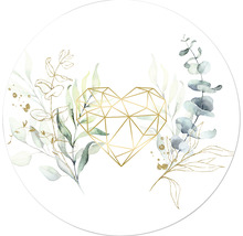 Illustratie van een hart met eucalyptusbladeren