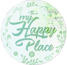 Decoratieve wanddecoratie met de tekst This is my Happy Place en florale elementen
