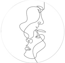 Tekening van twee gezichten met één doorlopende lijn