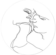 Lijntekening van twee kussende personen