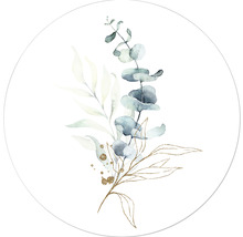 Afbeelding van illustraties van eucalyptus en gouden bladeren.