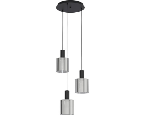 Hanglamp met drie lampen en cilindrische lampenkappen