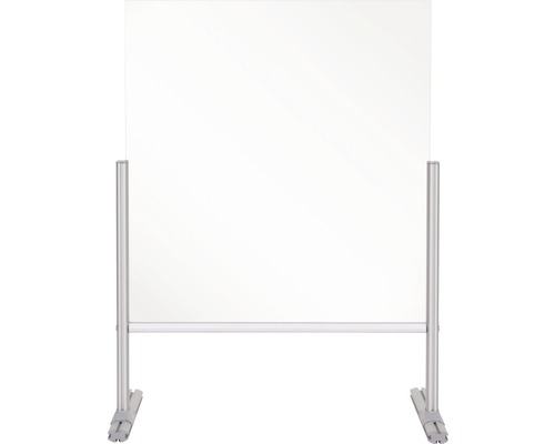 BI-OFFICE Hygiënisch staand baliespatscherm glas zilver 65x85x42 cm