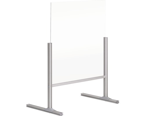 Vrijstaand spatscherm van acrylglas met aluminium frame