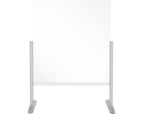 BI-OFFICE Hygiënisch staand baliespatscherm glas zilver 85x85x42 cm