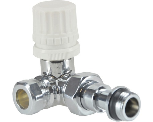 Thermostaatkraan M22 1/2" x 15 mm knel haaks rechts Thermostaatkraan M22 1/2" x 15 mm knel haaks rechts