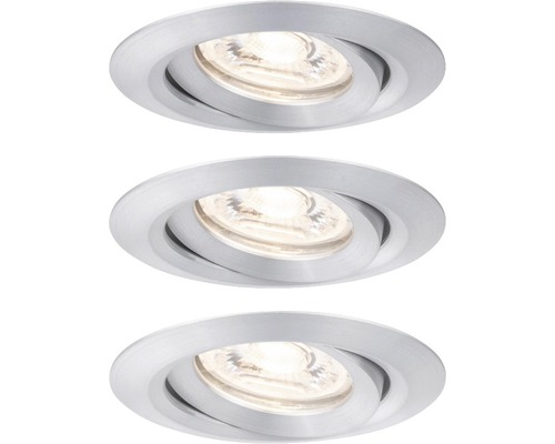 PAULMANN LED Inbouwspot set Nova Mini Ø 66 mm aluminium, 3 stuks PAULMANN LED Inbouwspot set Nova Mini Ø 66 mm aluminium, 3 stuks