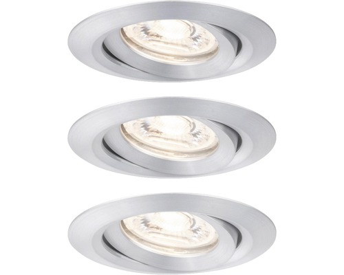 PAULMANN LED Inbouwspotset Nova Mini Coin Ø 66 mm warmwit alu gedraaid, 3 stuks