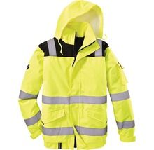 Gele veiligheidsjas met capuchon en reflecterende strepen