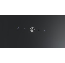 Bedieningspaneel van een afzuigkap met timer, plus-min-knoppen, digitale display en lichtsymbool
