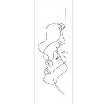 Abstracte zwart-wit tekening van twee gezichten met doorlopende lijnen
