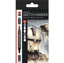 Marabu Graphix Sketch Marker Set met zes alcohol markers