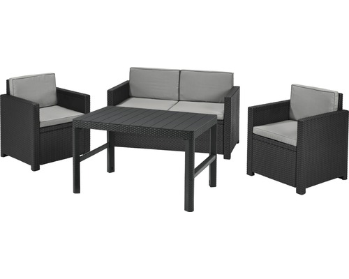 Tuinmeubelset met tafel, tweezitsbank en twee stoelen
