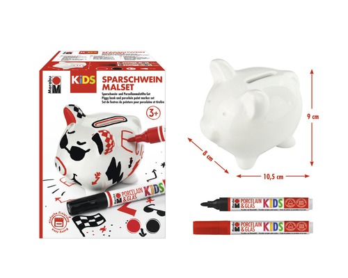 Marabu Kids Spaarvarken knutselset met porseleinstiften en spaarvarken