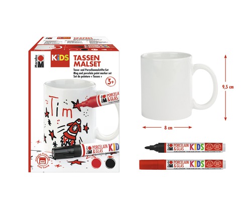 Marabu Kids Tassen schilderset met porseleinen mok en verfstiften