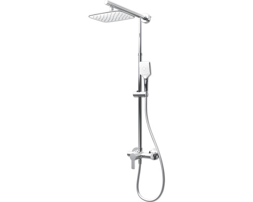 SCHULTE Regendoucheset Douchemaster Classic vierkant incl. mengkraan chroom wit Douchekolom met hoofd- en handdouche voor de badkamer