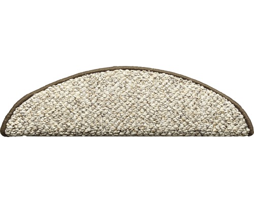 Trapmat Massiv beige 20x56 cm Halfronde trapmat van textiel met festonsteek
