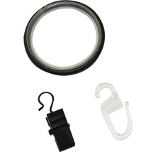 GARDINIA Industrial Home ringen met haken zwart ø 33 mm 10 stuks