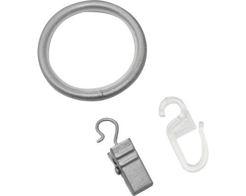 GARDINIA Industrial Home ringen met haken zilver ø 33 mm 10 stuks